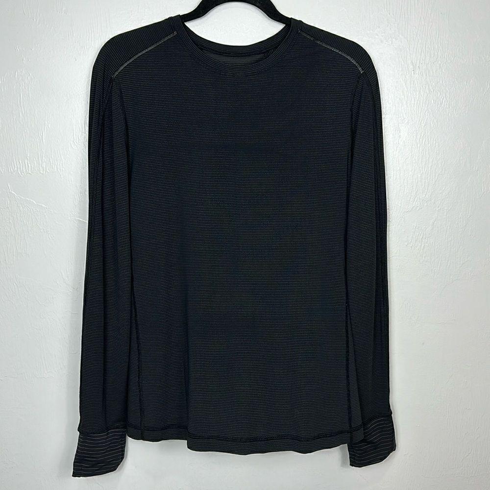 Lululemon Athletica Black Striped Fast And Free Long Sleeve Shirt Size M